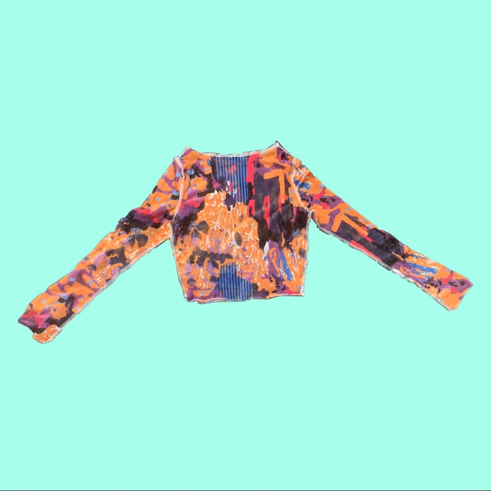 Mesh tie-dye crop top